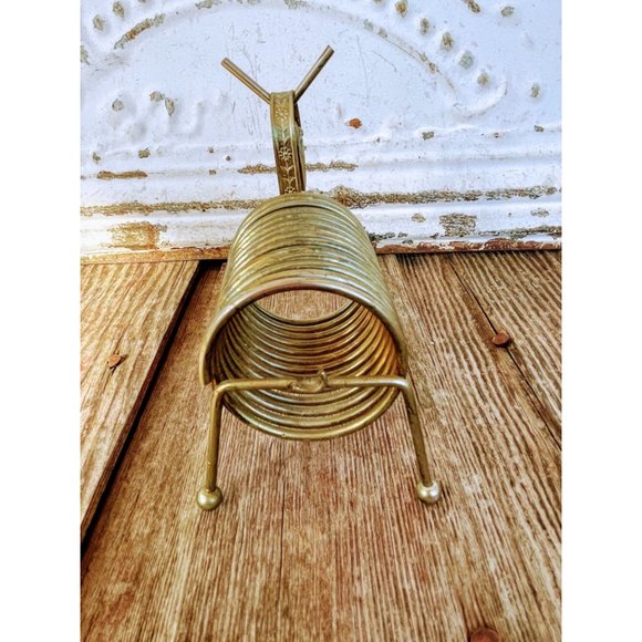 Vintage MCM Brass Coil Letter/bill holder Dog Rhinestone eyes - Picture 7 of 8